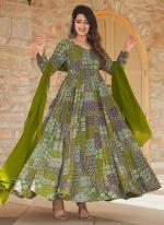 Heavy Rayon Green Ethnic Wear Digital Printed Readymade Gown